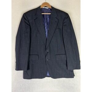 Lands' End Blazer Men's 42R Gray Pinstripe 2 Button Suit Jacket Wool